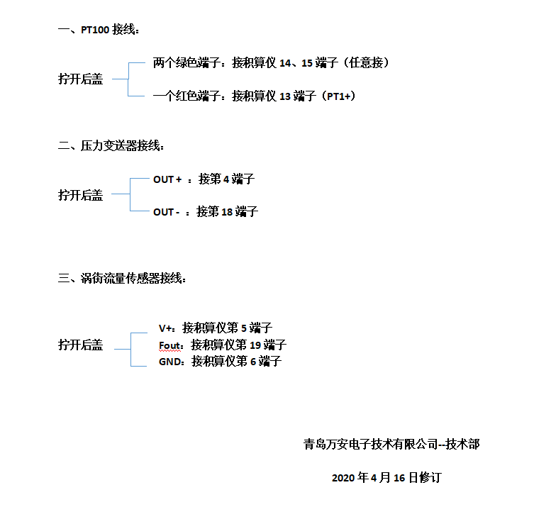 流量积算仪接线文字说明（配涡街免费下载小黄片使用）(图1)